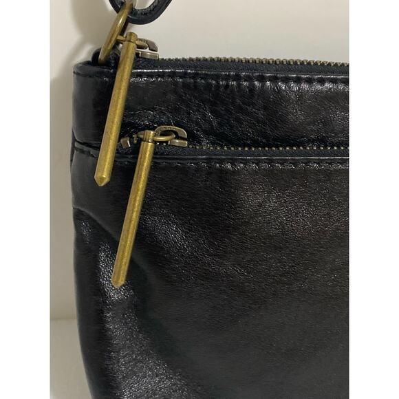 Elliott Lucca Leather Handbag Black Purse Chain Accents Neutral Slim Clutch - Picture 4 of 14
